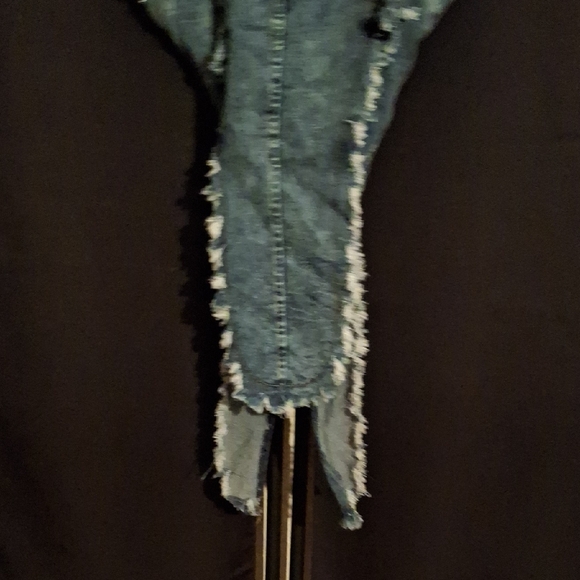 Aura Blue Denim Women's TOP with Pearl Accents - Picture 7 of 7